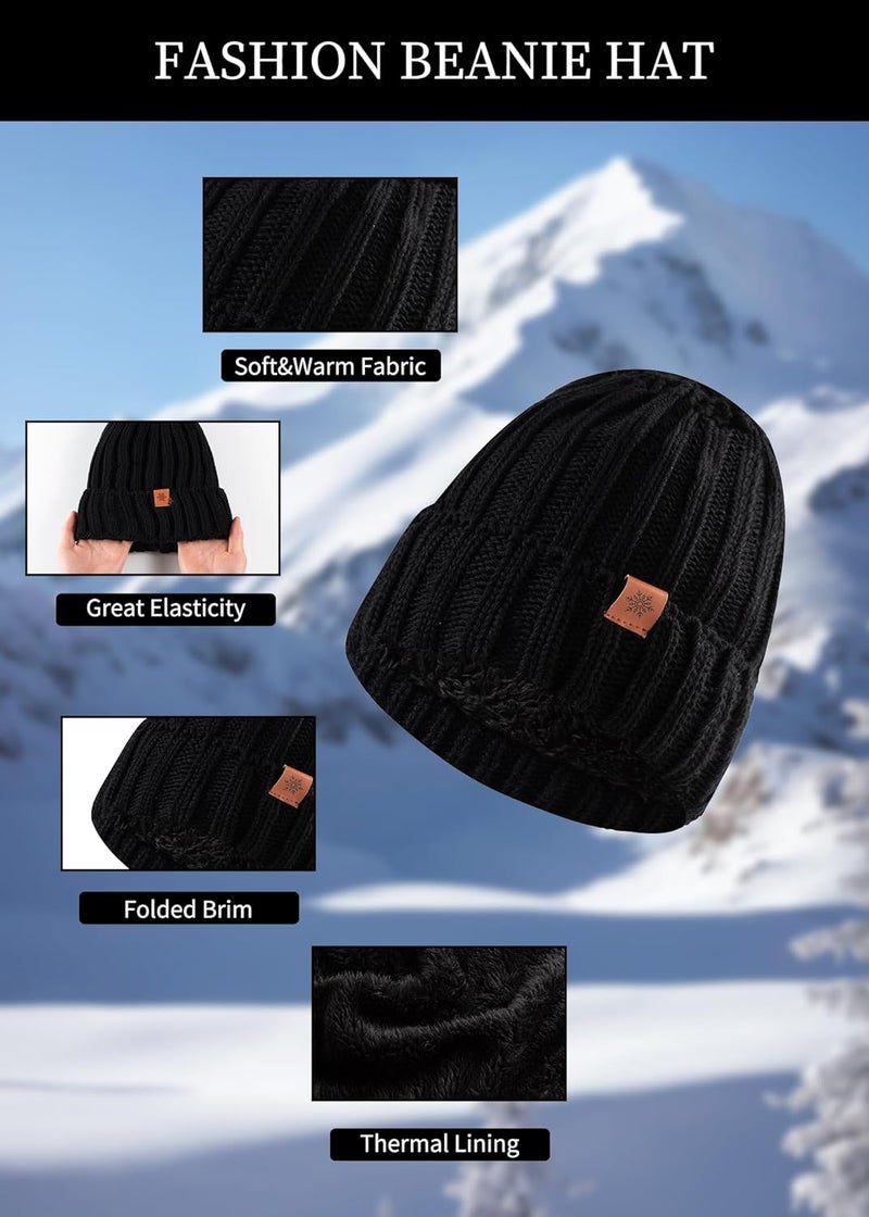 Sofvoyami Store Winter Hat Scarf Gloves Set, Soft Warm Knit Beanie Hat Touchscreen Gloves Long Knitted Scarf Set Winter Gifts for Men women - Image 2